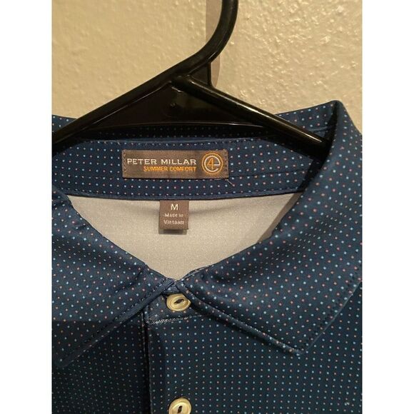 Peter Millar Summer Comfort Mens Medium New Blue Polka Dot Print Pattern - Picture 6 of 9